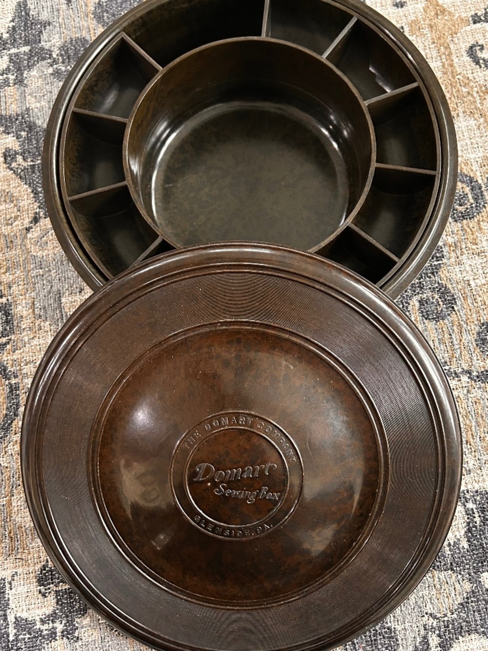 Vintage 40's Domart Art Deco Bakelite Sewing Box Removable Tray 8” Excellent!